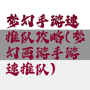 梦幻手游速推队攻略(梦幻西游手游速推队)