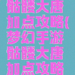 梦幻手游骷髅大唐加点攻略(梦幻手游骷髅大唐加点攻略大全)