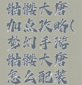 梦幻手游骷髅大唐加点攻略(梦幻手游骷髅大唐怎么配装备)