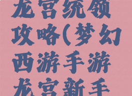 梦幻手游龙宫统领攻略(梦幻西游手游龙宫新手攻略)