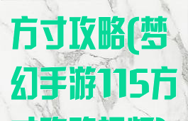 梦幻手游115方寸攻略(梦幻手游115方寸攻略视频)