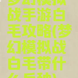 梦幻模拟战手游白毛攻略(梦幻模拟战白毛带什么兵种)