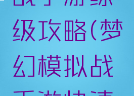 梦幻模拟战手游练级攻略(梦幻模拟战手游快速升级攻略)