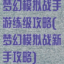 梦幻模拟战手游练级攻略(梦幻模拟战新手攻略)