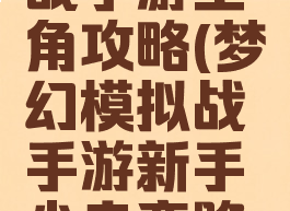 梦幻模拟战手游主角攻略(梦幻模拟战手游新手少走弯路攻略)