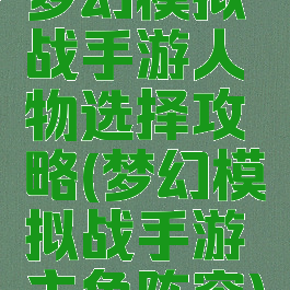 梦幻模拟战手游人物选择攻略(梦幻模拟战手游主角阵容)