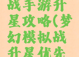 梦幻模拟战手游升星攻略(梦幻模拟战升星优先级)