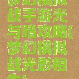 梦幻模拟战手游光与暗攻略(梦幻模拟战光影相生)