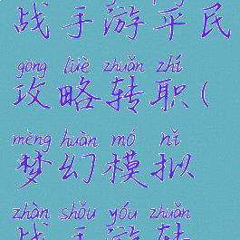 梦幻模拟战手游平民攻略转职(梦幻模拟战手游转职)