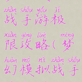 梦幻模拟战手游极限攻略(梦幻模拟战手游超绝)