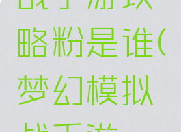 梦幻模拟战手游攻略粉是谁(梦幻模拟战手游sp投票)