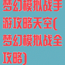 梦幻模拟战手游攻略天空(梦幻模拟战全攻略)
