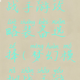 梦幻模拟战手游攻略装备选择(梦幻模拟战手游新装备)