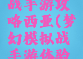 梦幻模拟战手游攻略西亚(梦幻模拟战手游体验服下载)