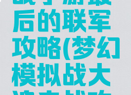 梦幻模拟战手游最后的联军攻略(梦幻模拟战大追击战攻略)
