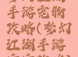 梦幻江湖手游宠物攻略(梦幻江湖手游宝宝攻略)