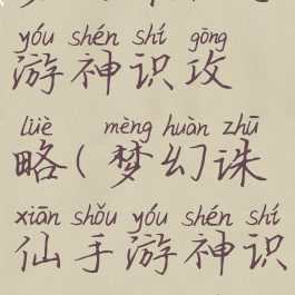 梦幻诛仙手游神识攻略(梦幻诛仙手游神识攻略大全)