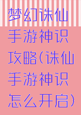 梦幻诛仙手游神识攻略(诛仙手游神识怎么开启)