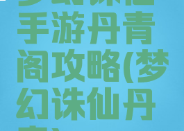 梦幻诛仙手游丹青阁攻略(梦幻诛仙丹青)