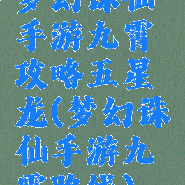 梦幻诛仙手游九霄攻略五星龙(梦幻诛仙手游九霄路线)
