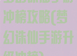 梦幻诛仙手游冲榜攻略(梦幻诛仙手游升级冲榜)