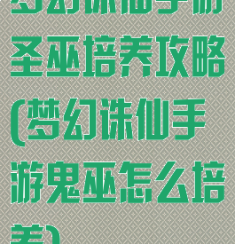 梦幻诛仙手游圣巫培养攻略(梦幻诛仙手游鬼巫怎么培养)