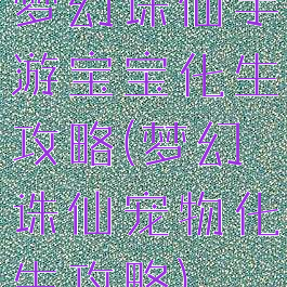 梦幻诛仙手游宝宝化生攻略(梦幻诛仙宠物化生攻略)