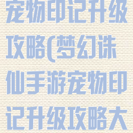 梦幻诛仙手游宠物印记升级攻略(梦幻诛仙手游宠物印记升级攻略大全)