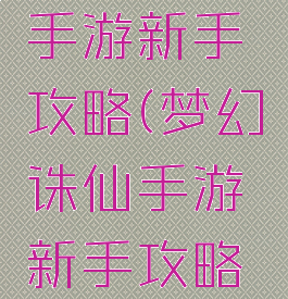 梦幻诛仙手游新手攻略(梦幻诛仙手游新手攻略视频)