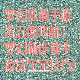 梦幻诛仙手游洗五阍攻略(梦幻新诛仙手游洗宝宝技巧)