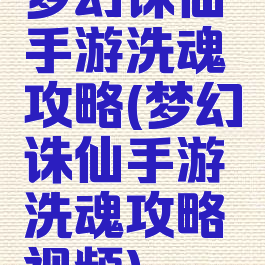 梦幻诛仙手游洗魂攻略(梦幻诛仙手游洗魂攻略视频)