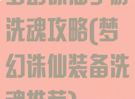 梦幻诛仙手游洗魂攻略(梦幻诛仙装备洗魂推荐)