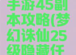 梦幻诛仙手游45副本攻略(梦幻诛仙25级隐藏任务攻略)