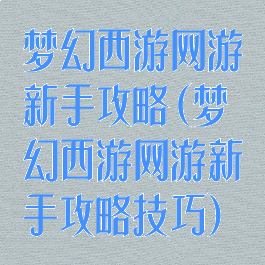 梦幻西游网游新手攻略(梦幻西游网游新手攻略技巧)