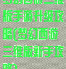梦幻西游三维版手游升级攻略(梦幻西游三维版新手攻略)