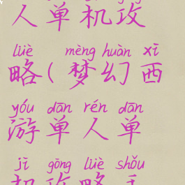 梦幻西游单人单机攻略(梦幻西游单人单机攻略手游)