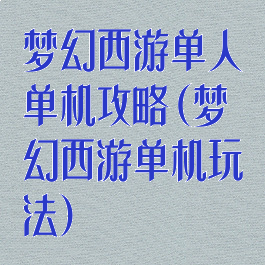梦幻西游单人单机攻略(梦幻西游单机玩法)