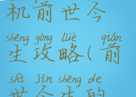 梦幻西游单机前世今生攻略(前世今生的梦幻)