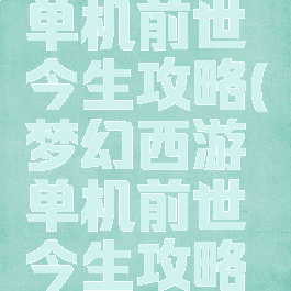 梦幻西游单机前世今生攻略(梦幻西游单机前世今生攻略大全)
