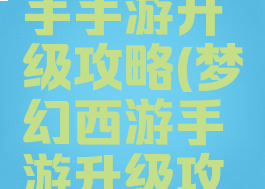 梦幻西游手手游升级攻略(梦幻西游手游升级攻略)