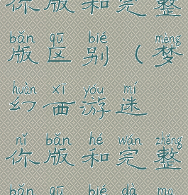 梦幻西游迷你版和完整版区别(梦幻西游迷你版和完整版区别大吗)