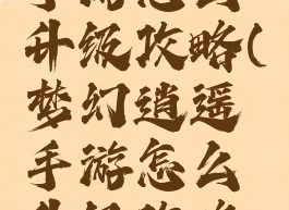 梦幻逍遥手游怎么升级攻略(梦幻逍遥手游怎么升级攻略视频)