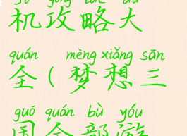 梦想三国单机攻略大全(梦想三国全部游戏)