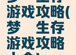 梦魇生存游戏攻略(梦魇生存游戏攻略大全)