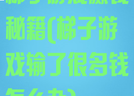 梯子游戏赢钱秘籍(梯子游戏输了很多钱怎么办)