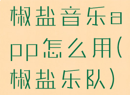 椒盐音乐app怎么用(椒盐乐队)