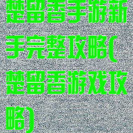 楚留香手游新手完整攻略(楚留香游戏攻略)