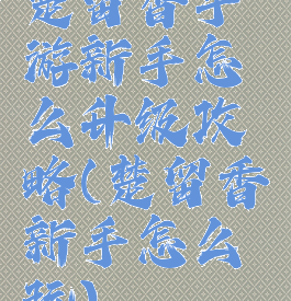 楚留香手游新手怎么升级攻略(楚留香新手怎么玩)