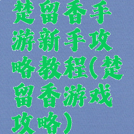 楚留香手游新手攻略教程(楚留香游戏攻略)