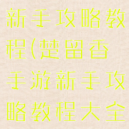 楚留香手游新手攻略教程(楚留香手游新手攻略教程大全)